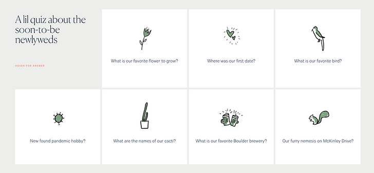 Wedding quiz icon screenshots showing custom-designed icons